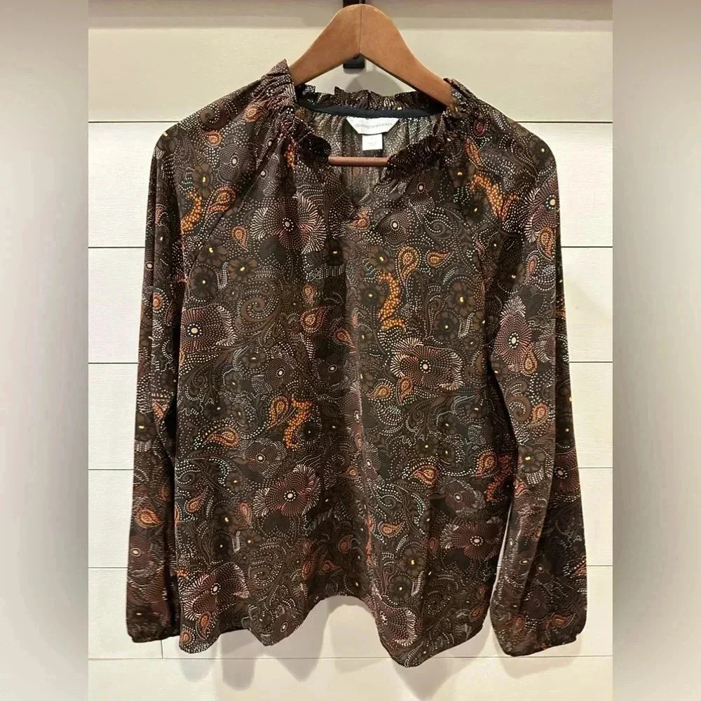 Christopher & Banks Brown Floral Shirt- size Small